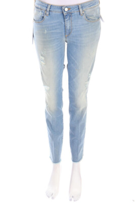 MAURO GRIFONI Straight Cut Destroyed Jeans W29 powder blue