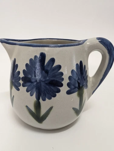 Vintage Louisville Stoneware Pottery Bachelor Button Cornflower Pitcher Jug