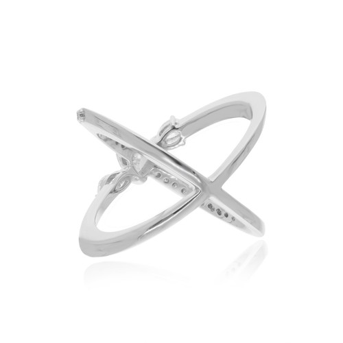 Crisscross Cuff Ring SI/H Heart Diamond 10k White Solid Gold Jewelry 0.68 Ct. - Picture 6 of 9