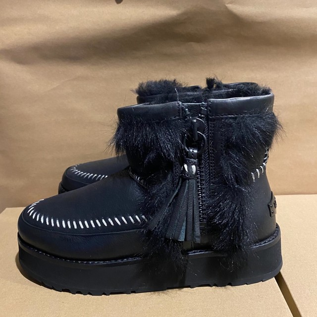 ugg fluff punk ankle boot black