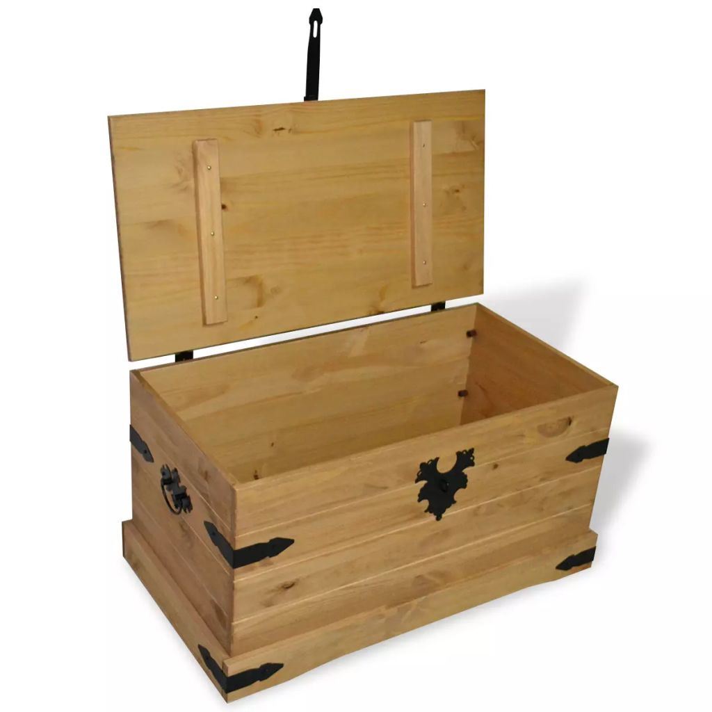 Wooden Storage Chest Solid Wood Trunk Corona Toy Blanket