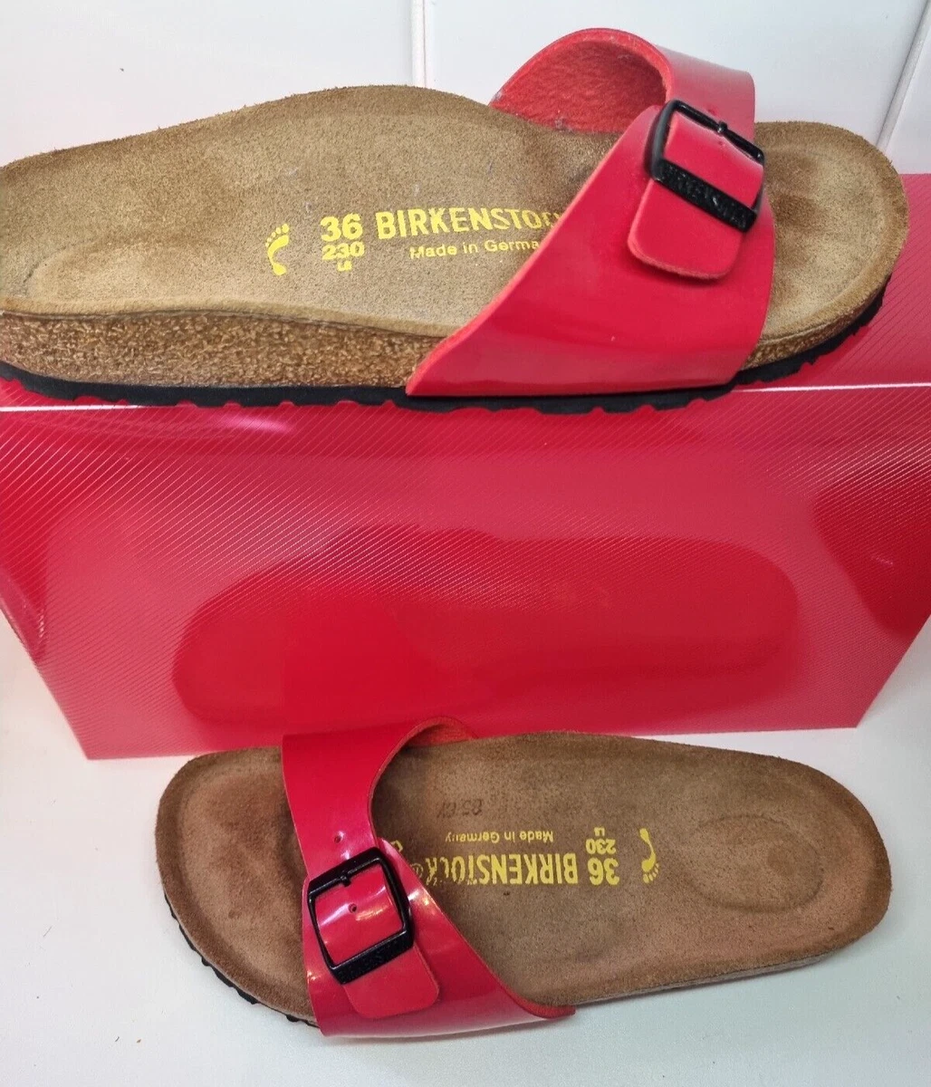 BIRKENSTOCK SIZE UK 3.5 EU 36 US 5 RED PATENT MADRID SANDAL NARROW FIT