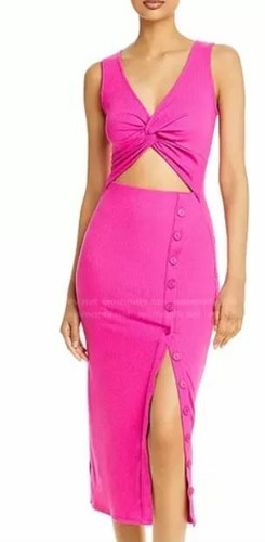 Fore Women's Fuchsia Ribbed Cutout MIDI 
