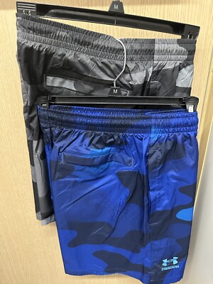 2-NWT 2024-UNDER ARMOUR MEN'S UA FREEDOM VOLLEY SHORTS.Med .gray+blue Free Ship