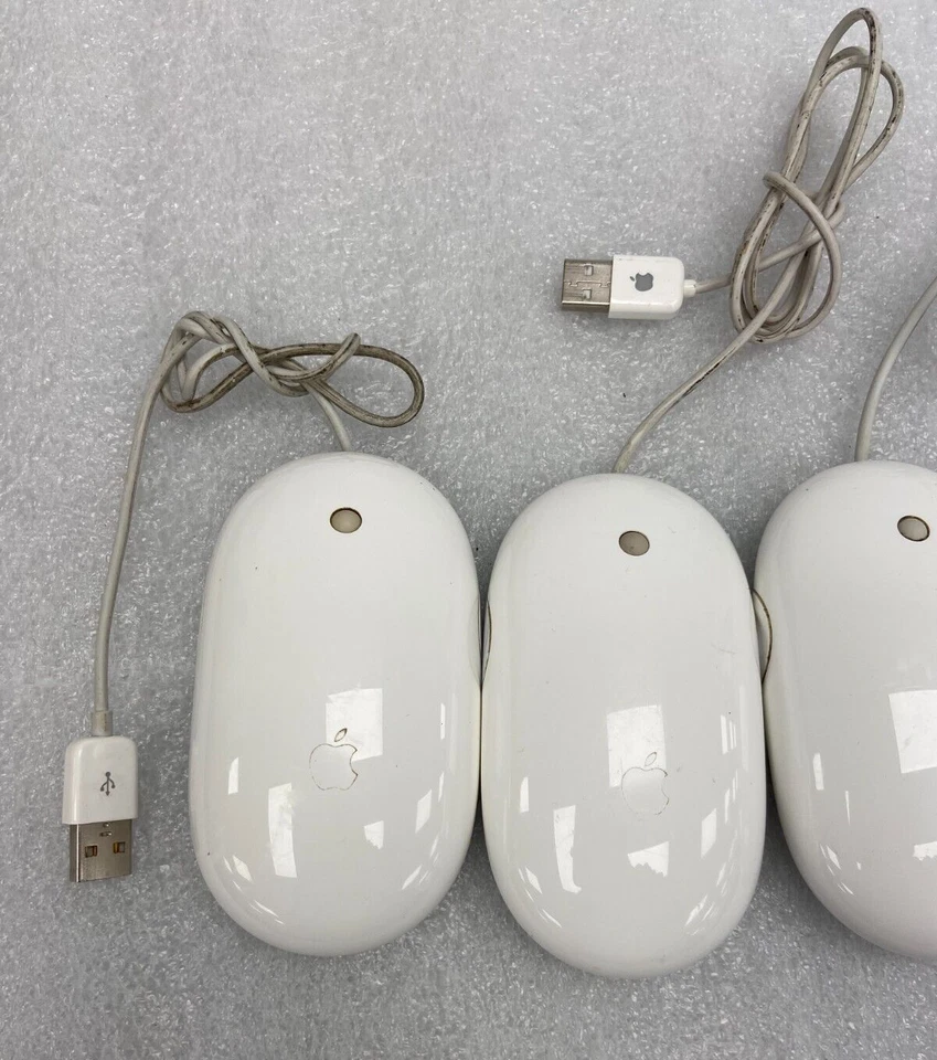 LOTE DE 5 Apple A1152 Ratón Blanco USB Ratón Óptico con Cable Genuino OEM Envío y devolución gratuitos Foto 2 de 4