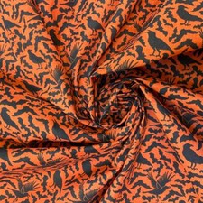 PolyCotton Fabric Black White Orange Skulls Bats Spiders Scary Halloween Gothic.