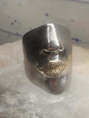 Sonia Bitton Ring Gr. 4,75 Gesicht Zigarrenband mit Diamant Lippen Pinky Sterlingsilber