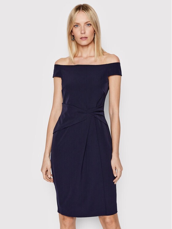 ワンピース LAUREN RALPH LAUREN Woman Dress Blue 250957121 001 Lauren Ralph Lauren Women's Surplice Jersey Dress 'New