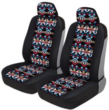 Dark Inca Pattern Sideless Seat Covers For Front Car Seats - Soft Flexible Dark Inca Pattern Sideless Seat Covers For Front Car Seats - Soft Flexible