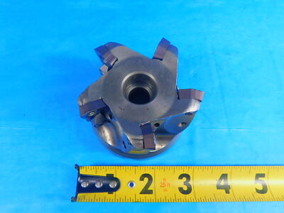MITSUBISHI 3'' O.D. COOLANT FACE MILL AJXU14R 0305C 1'' PILOT HOLDS 5 INSERTS 3.0