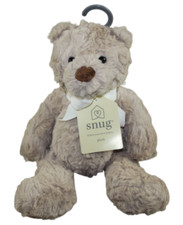 Snug Teddy Bear Plush Brown Stuffed Animal Toy 11" Soft Lovey Baby White Bow NWT