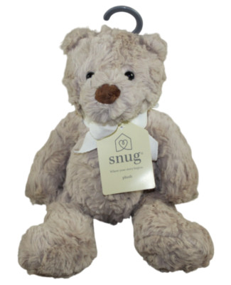 Snug Teddy Bear Plush Brown Stuffed Animal Toy 11'' Soft Lovey Baby White Bow NWT