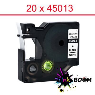 20 Label Compatible Dymo D1 45013 Tape Black on White LabelManager 160 280 420P