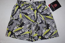 Boys Swim Trunks GRAY BLACK LIME GREEN Hawaiian Surfboard XS 4-5 S 6-7 M 8-10
