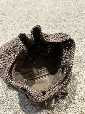 THE SAK Crochet Drawstring Bucket Backpack Slingback BOHO  display picture 2