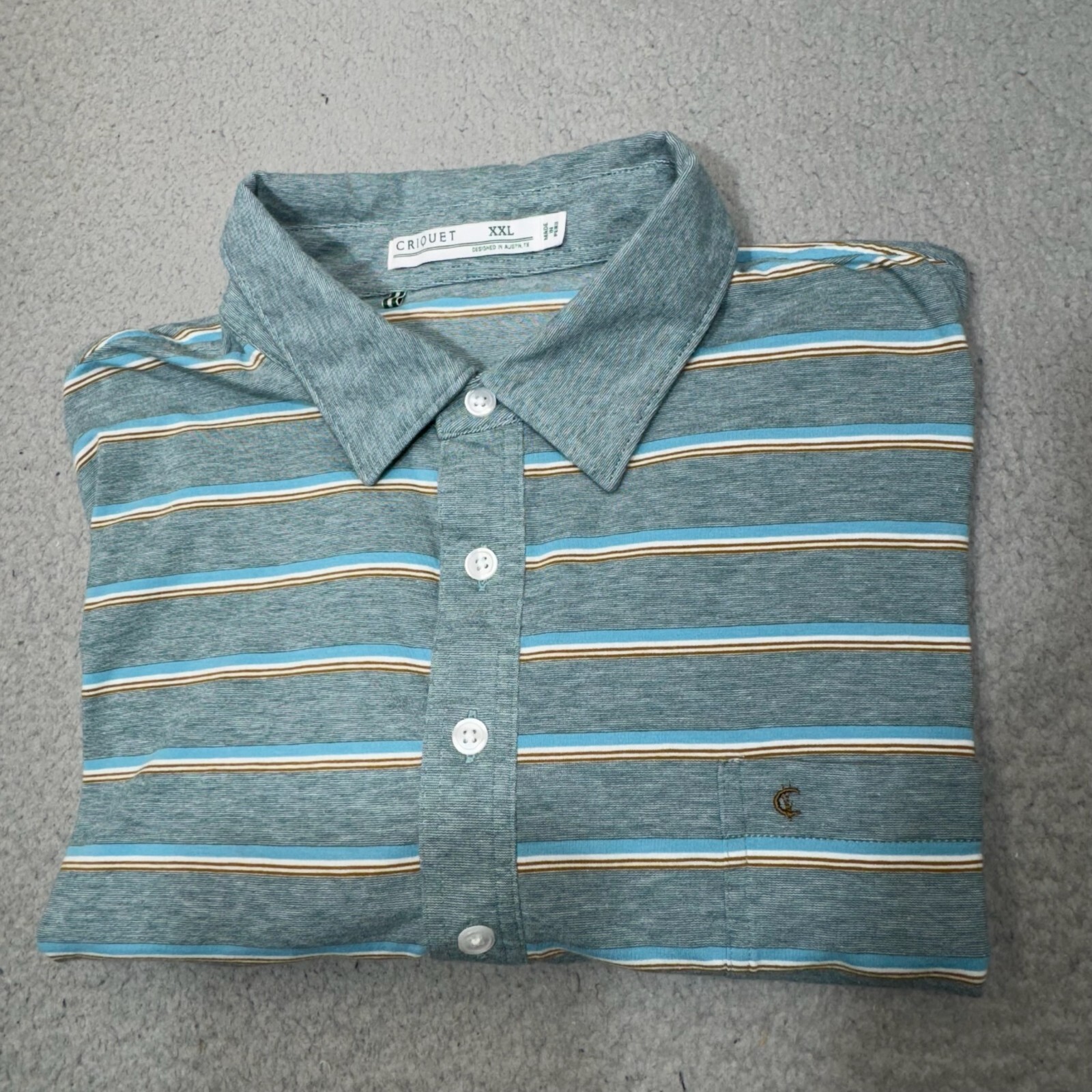 Criquet Men's 2XL XXL Striped Golf Polo Shirt Stretch Performance Fabric-image