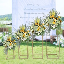 Gold Metal Flower Stand Rectangular Rack For Wedding Table Centerpieces Decor   