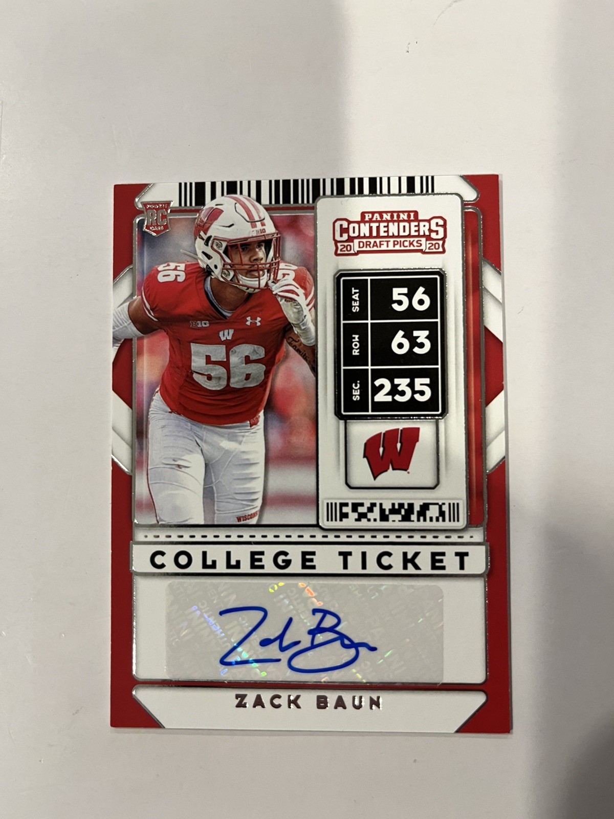 ***** ZACK BAUN - 2020 CONTENDERS DRAFT PICKS - RC - AUTO - #217 *****