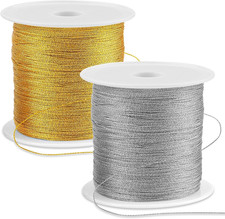 110 Yards Gold Ornaments String, 2 Spool 0.2Mm Sliver  Gold Strings for Ornamen