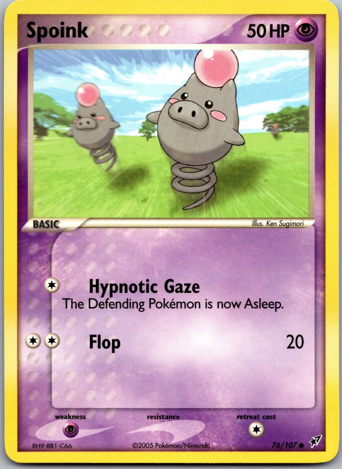 Spoink 76/107 Common Deoxys Pokemon Near Mint