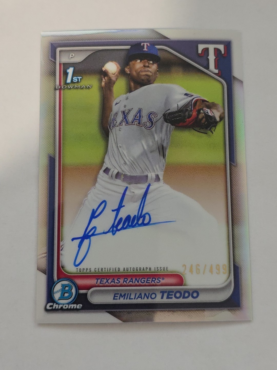 EMILIANO TEODO 2024 BOWMAN CHROME #CPA-ETE AUTO REFRACTOR 1ST PROSPECT /499