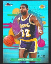 2025-26 Topps Finest Magic Johnson Uncommon Sky Blue Refractor 111/250