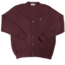Vintage Izod Cardigan Mens XL Red Burgundy Acrylic Made in USA Preppy Ivy Golf