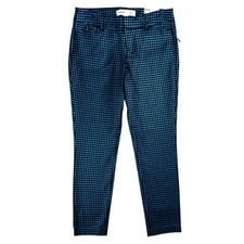NWT Old Navy Pixie Ankle Pants Houndstooth Size 4 Metallic Foil Black Blue Glam