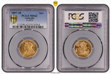 1897-M Melbourne Victoria Old Head Gold Sovereign PCGS MS62 S-3875 Australia