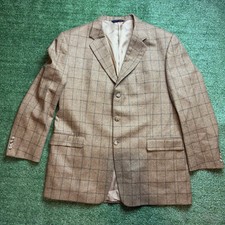 Burberry London Jacket Mens Brown KENSINGTON Blazer Wool Cashmere 48 Long