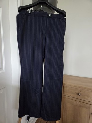 Marks & Spencer M&S X Bella Freud Marine Wolle Nadelstreifen Hose 18 Regular 