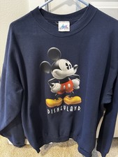 Disneyland Mickey Mouse Navy Blue Fleece Graphic Print Crewneck Sweatshirt XL