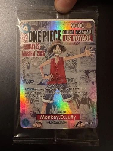 One Piece Monkey D. Luffy US Voyage College Basketball Promo Card Rare