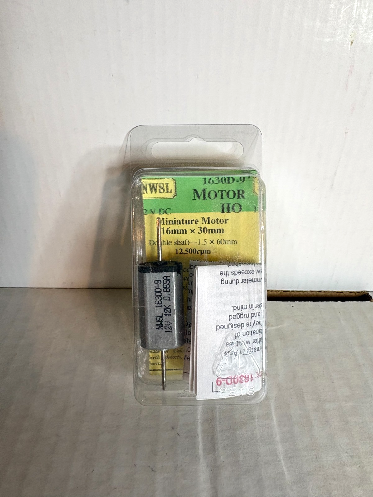 N.W.S.L. #1630D-9  12 volt Miniature Motor 16mm x 30mm w/Double Shaft H.O. 1:87