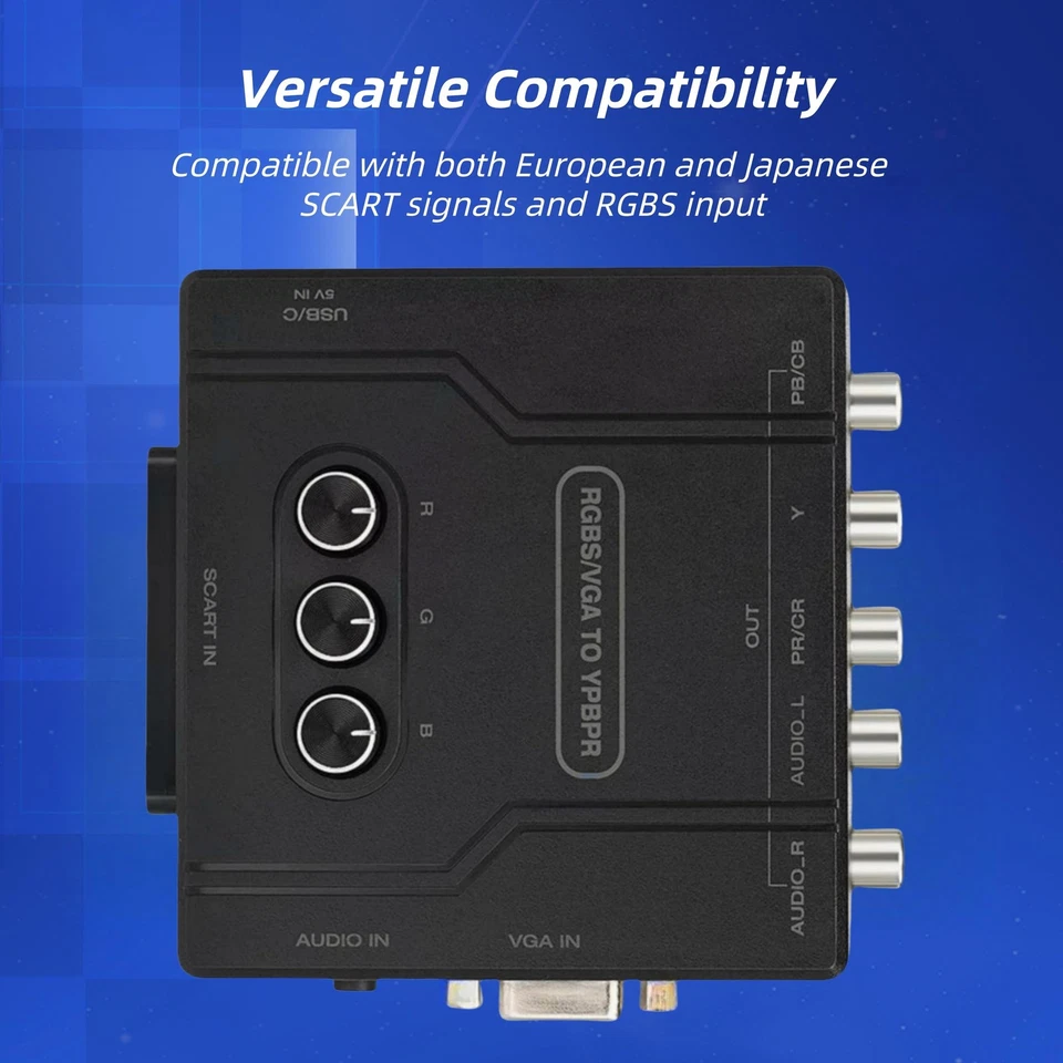 RGBS VGA SCART a YPBPR Convertitore di componenti 480i 480p 576i 576p 720p 1080i Vi... - Immagine 3 di 4
