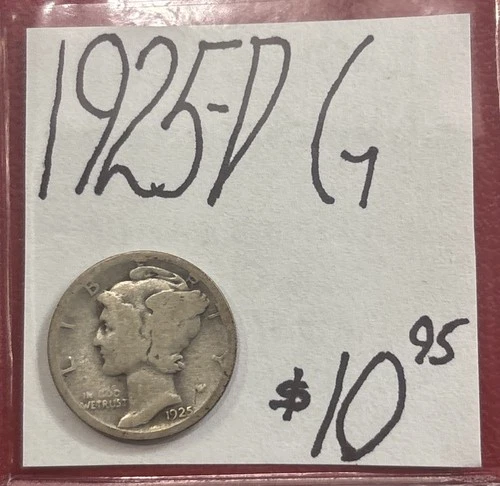 1925-D Mercury Silver Dime (G) Good Condition! ENN Coin