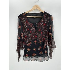 Y2K Whimsigoth Silk Top Women Sz L Witch Fairy Dark Romantic Coquette Feminine