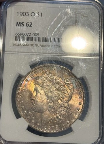1903-O MS62 NGC Morgan Silver Dollar Dual Side Toned Key Date