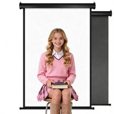 Retractable Photo Backdrop, 36 x 56 White Background Screen