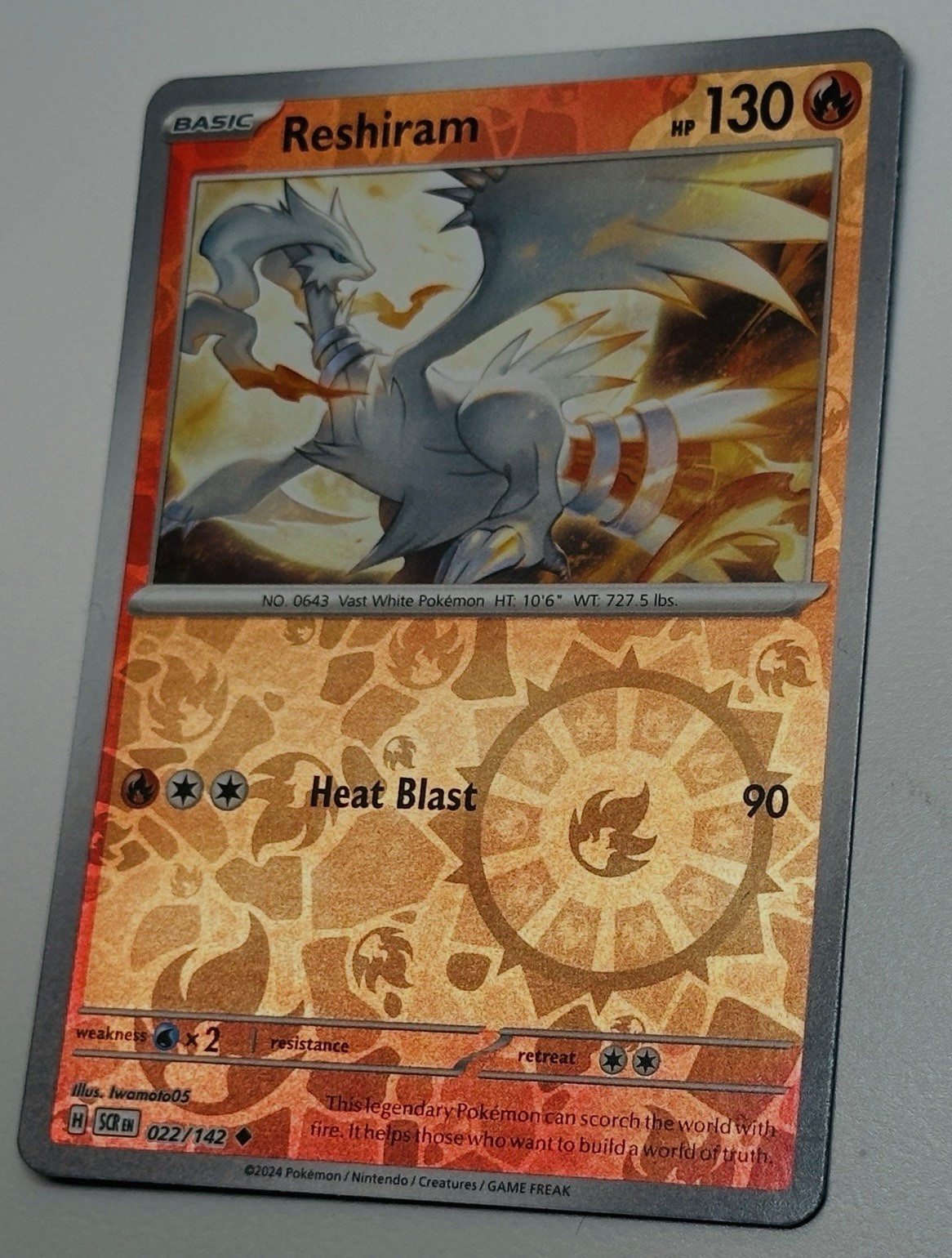 Pokemon - Reshiram - 022/142 -  Reverse Holo - Stellar Crown - NM Fast Shipping