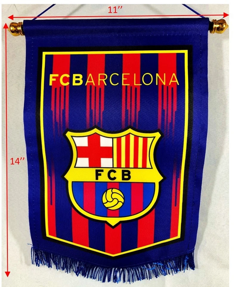 Banderín FC Barcelona Barça Doble Cara Fútbol Footba1l 4 pulgadasx11 pulgadas Foto 2 de 2