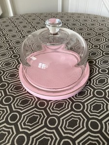 Antique Pink Cake Stand Cloche 