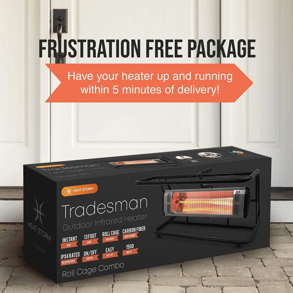 Calentador de espacio infrarrojo portátil cable de 8 pies 5200 BTU resistente a la intemperie 170 pies cuadrados Foto 3 de 4