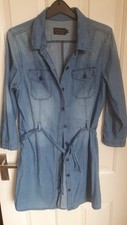 Ci Sono denim shirt dress.size M 100% Cotton.Blue with belt.Button up 3/4 sleeve
