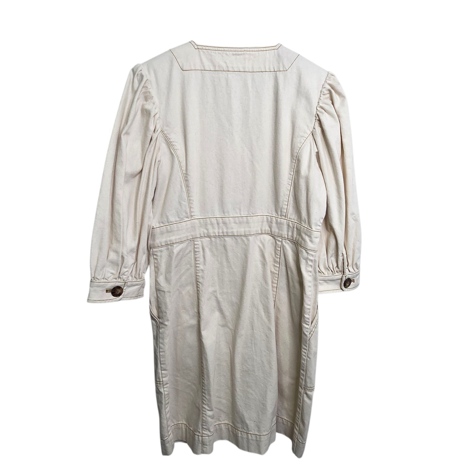 Tory Burch Womens Ivory Button Front Puffed Sleeve Cotton Dress SZ 14 New NWT thumbnail 11