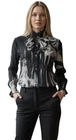 LA STRADA MARILYN MONROE PRINT RUFFLE SEMI SHEER CHIFFON BLOUSE SIZE XXL