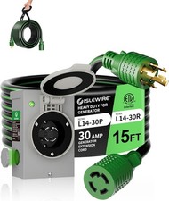 30 Amp 15FT Generator Cord and Power Inlet Box Kit, NEMA L14-30P to L14-30R, 4-P