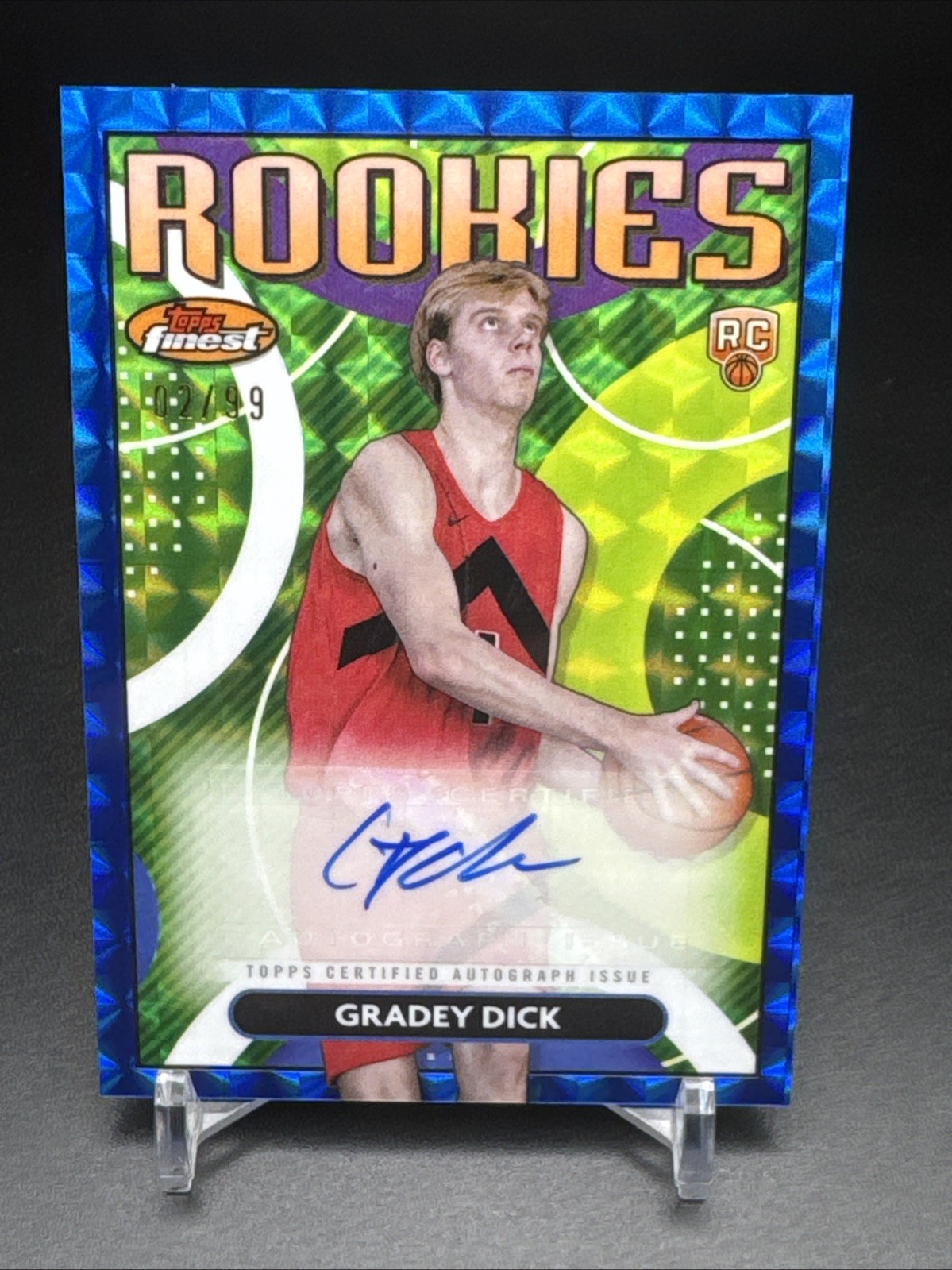 2023-24 Topps Finest Gradey Dick Rookies Blue Geometric RC Auto /99 Raptors