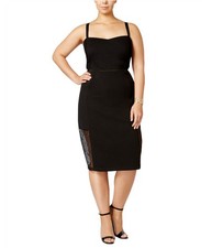 mblm Womens Ponte Sheath Dress, Black, Plus Size, 1X