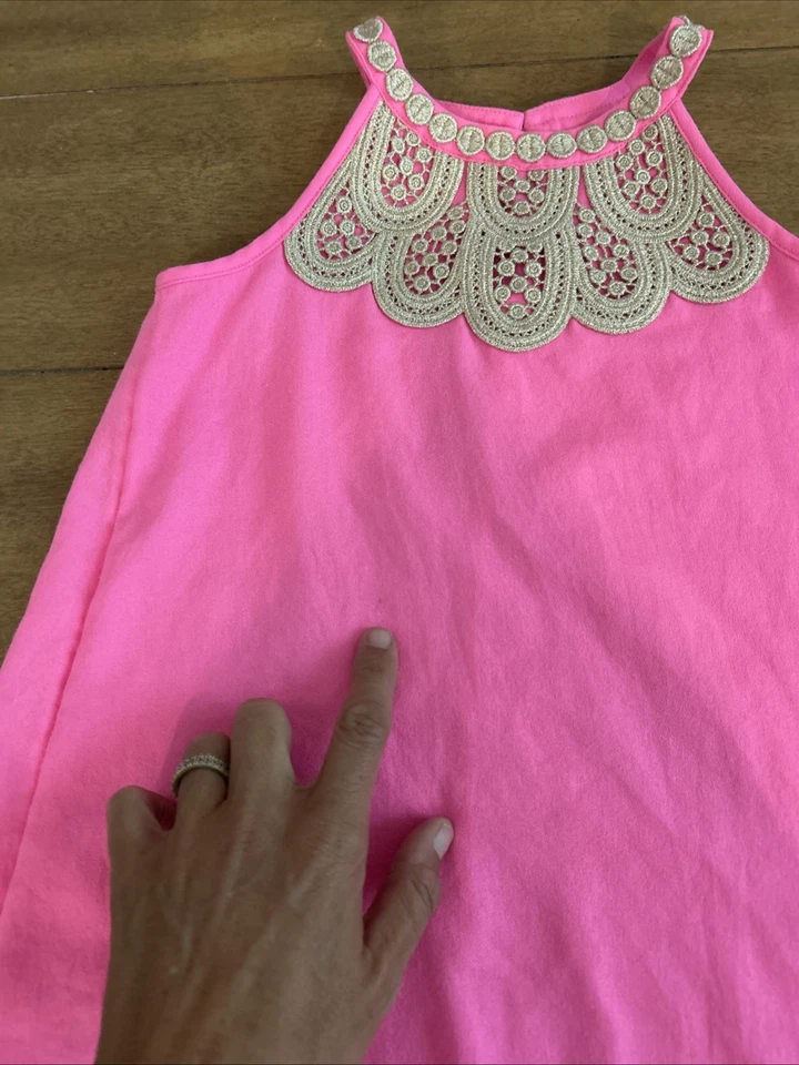 Vestido Lilly Pulitzer Niña Mini Perla Cambio Talla 5 Prosecco Oro Rosa Detalles Foto 3 de 4